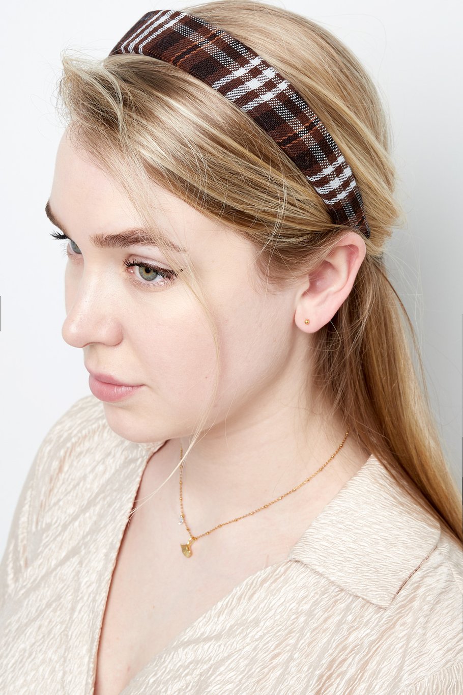 Stirnband kariert - braun Kunststoff Bild3